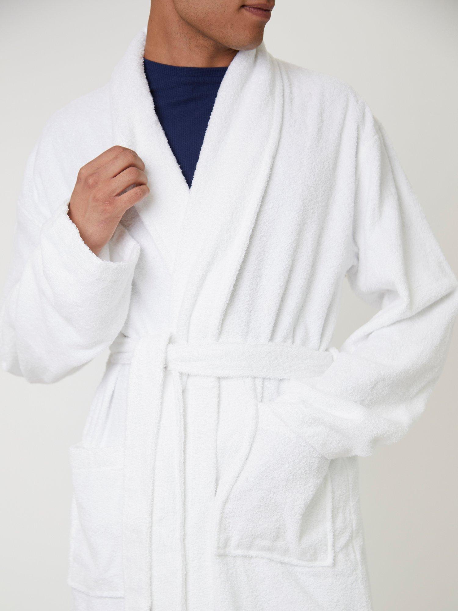 Product image 2 of 4, which shows Loungeable Classic Towelling Dressing Gown, White, L