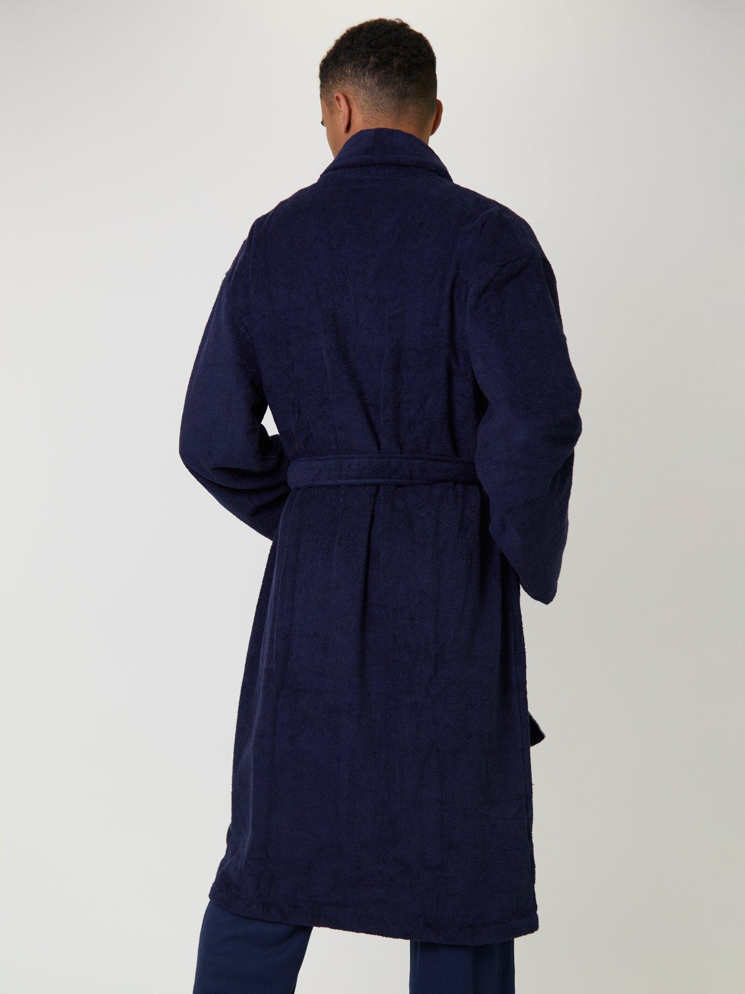 Product image 4 of 4, which shows Loungeable Classic Towelling Dressing Gown, Navy, S