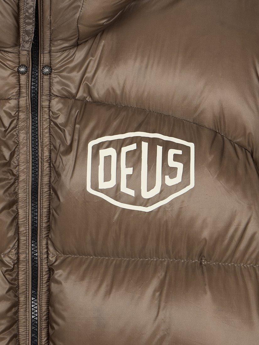 Product image 7 of 7, which shows Deus ex Machina Shield Hooded Zip Front Puffer Jacket, Brown, XL