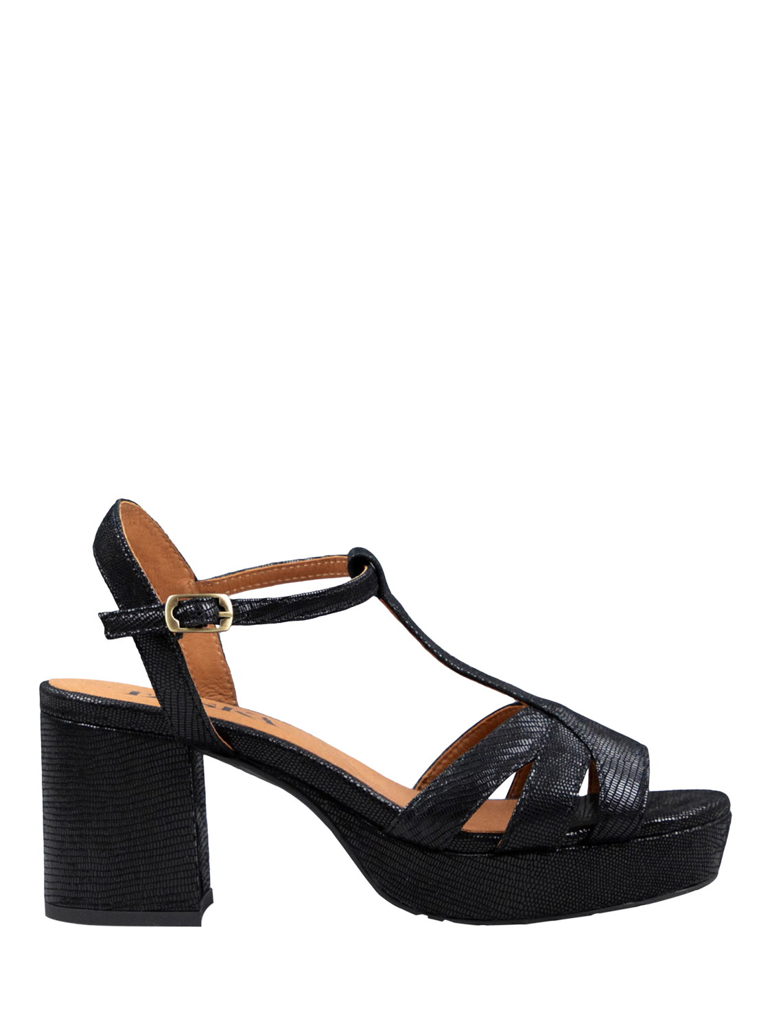 Product image 1 of 3, which shows Esska Charlie Leather T-Bar Sandals, Black, EU40