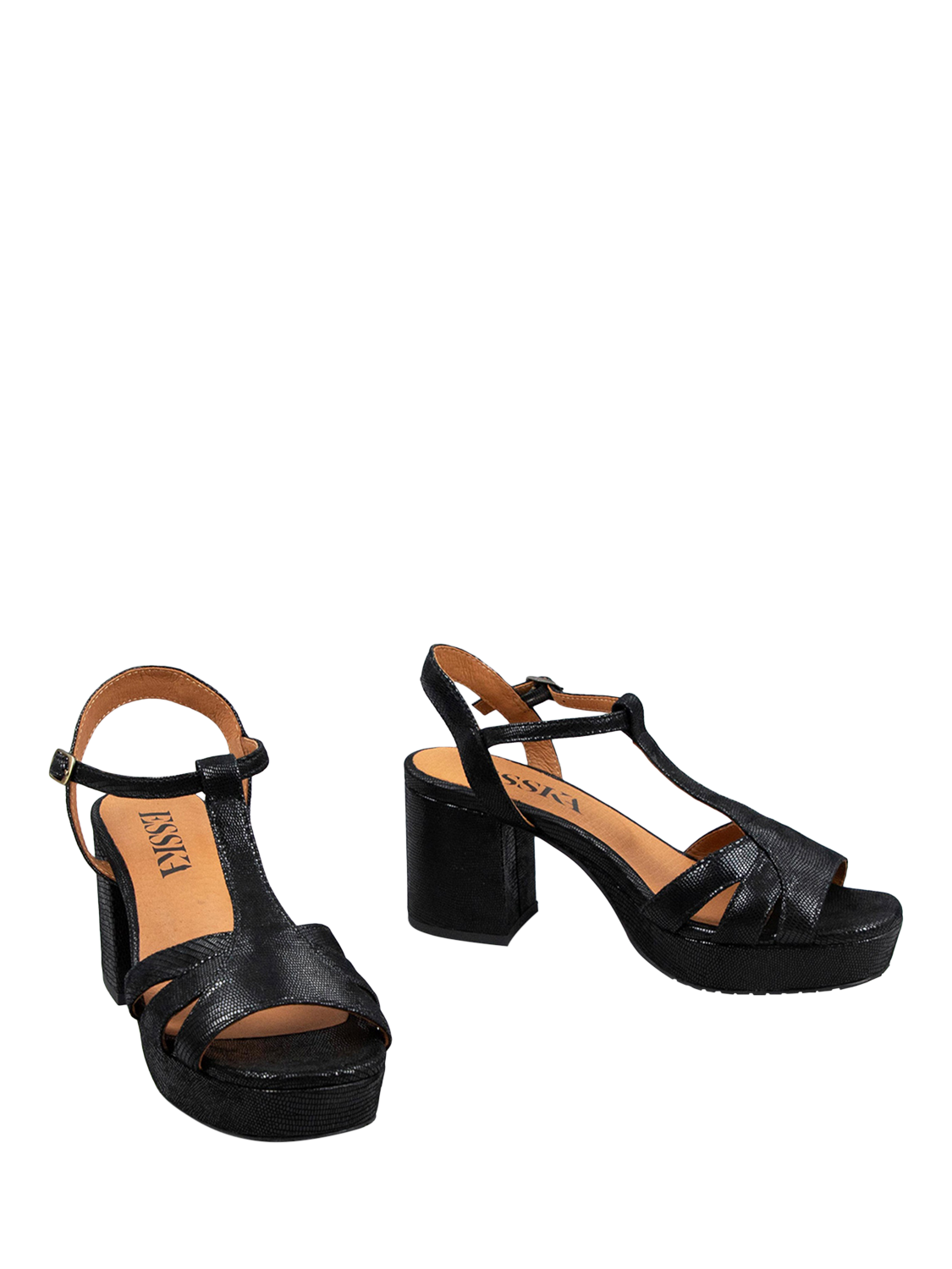 Product image 2 of 3, which shows Esska Charlie Leather T-Bar Sandals, Black, EU40