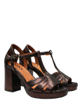 Esska Valerie Metallic Leather Block Heel Sandals