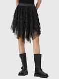 AllSaints Jayde Ruffle Tulle Mini Skirt, Black