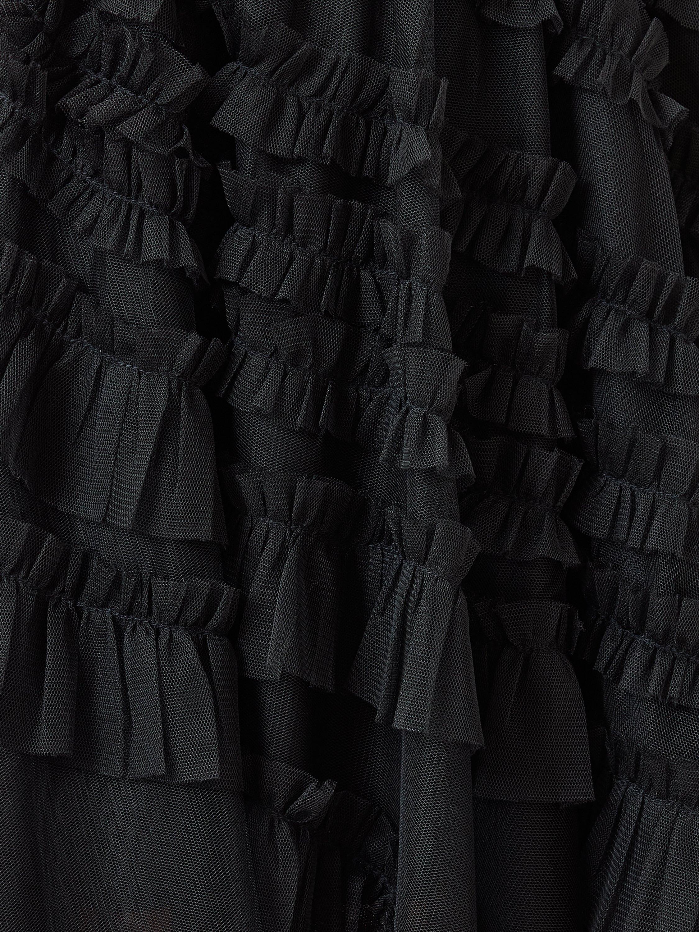 Product image 5 of 9, which shows AllSaints Jayde Ruffle Tulle Mini Skirt, Black, 10