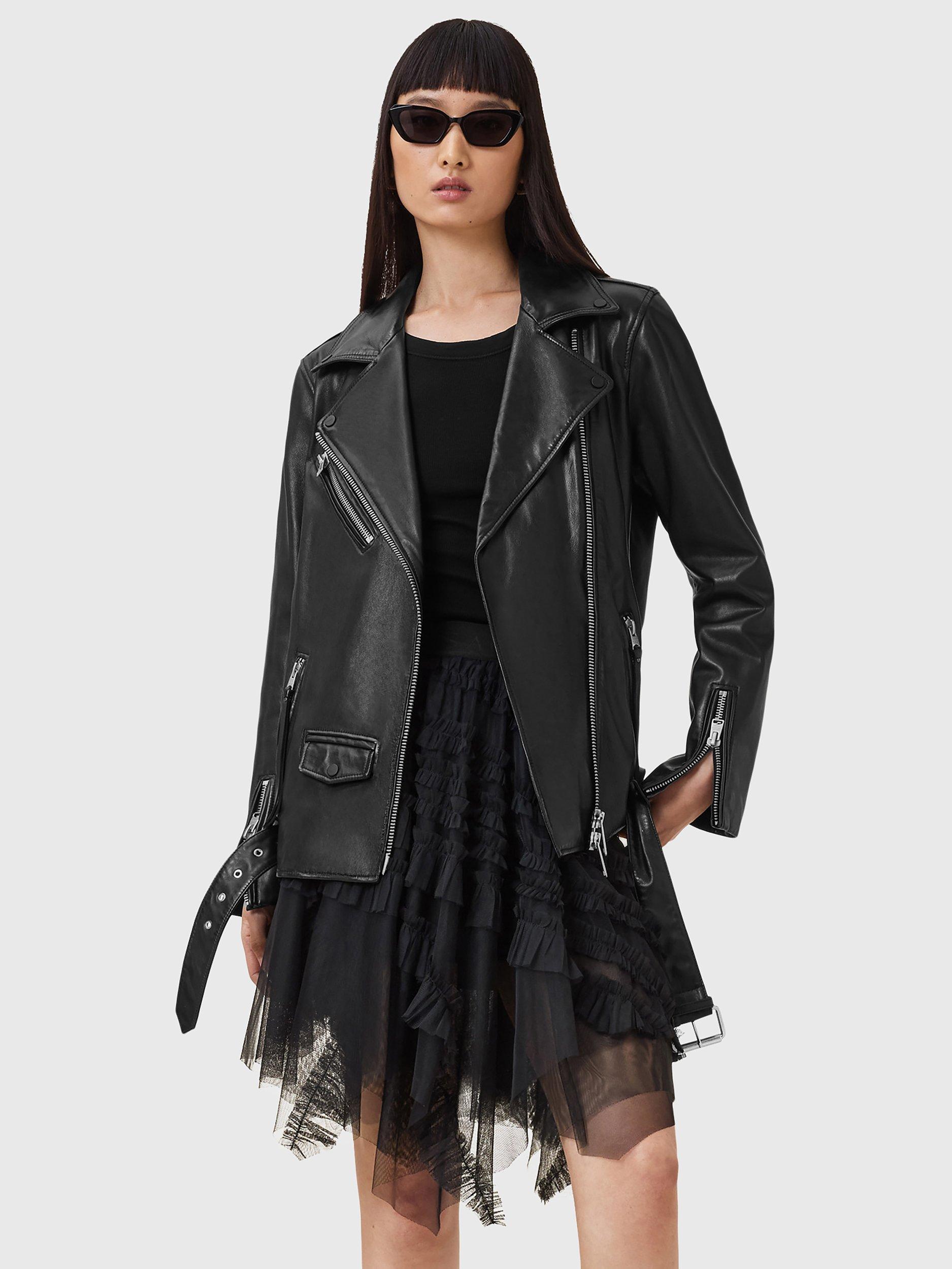 Product image 6 of 9, which shows AllSaints Jayde Ruffle Tulle Mini Skirt, Black, 10