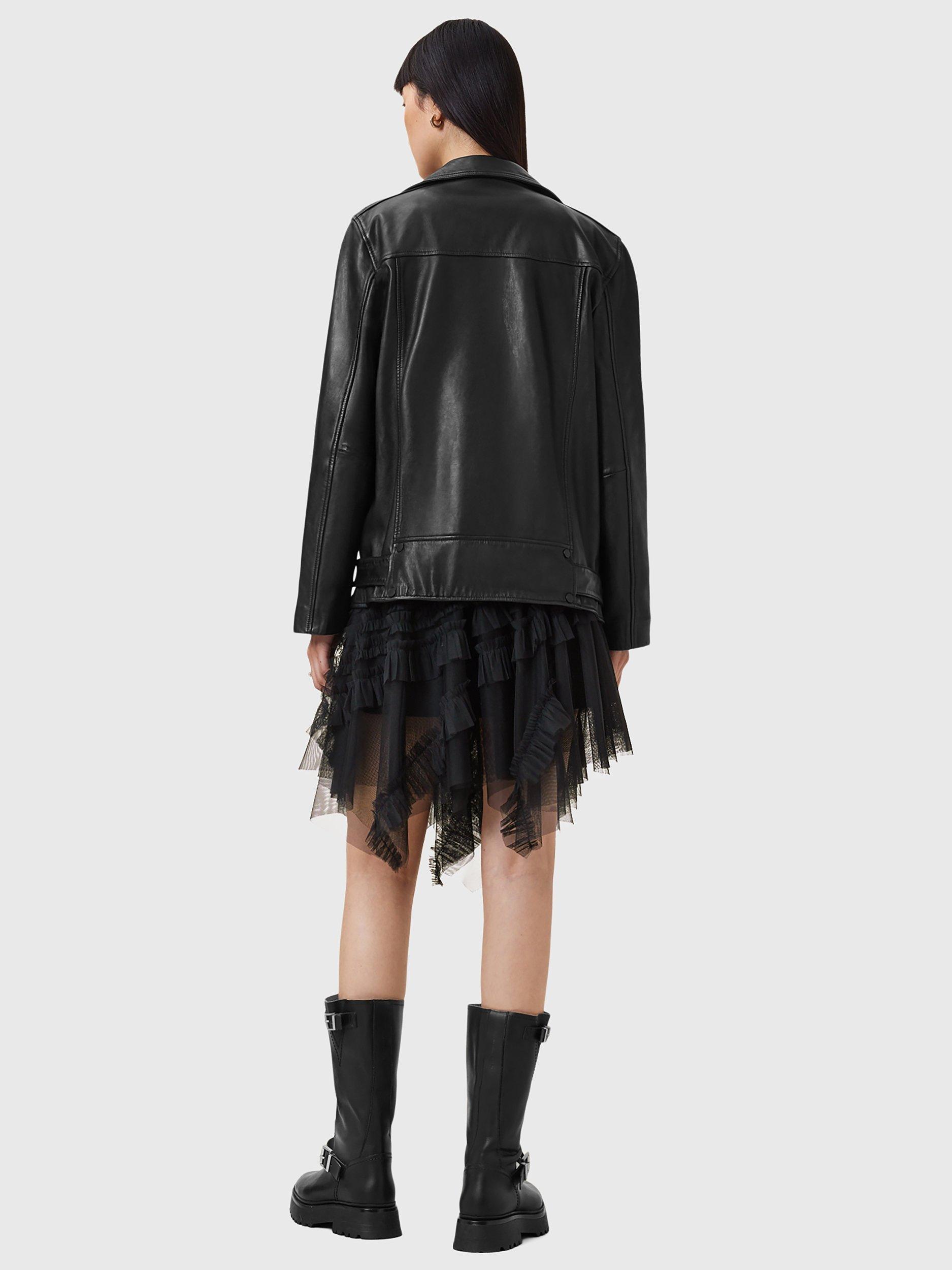 Product image 9 of 9, which shows AllSaints Jayde Ruffle Tulle Mini Skirt, Black, 10