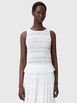 AllSaints Marion Opaque Smock Top, Oyster White, Oyster White