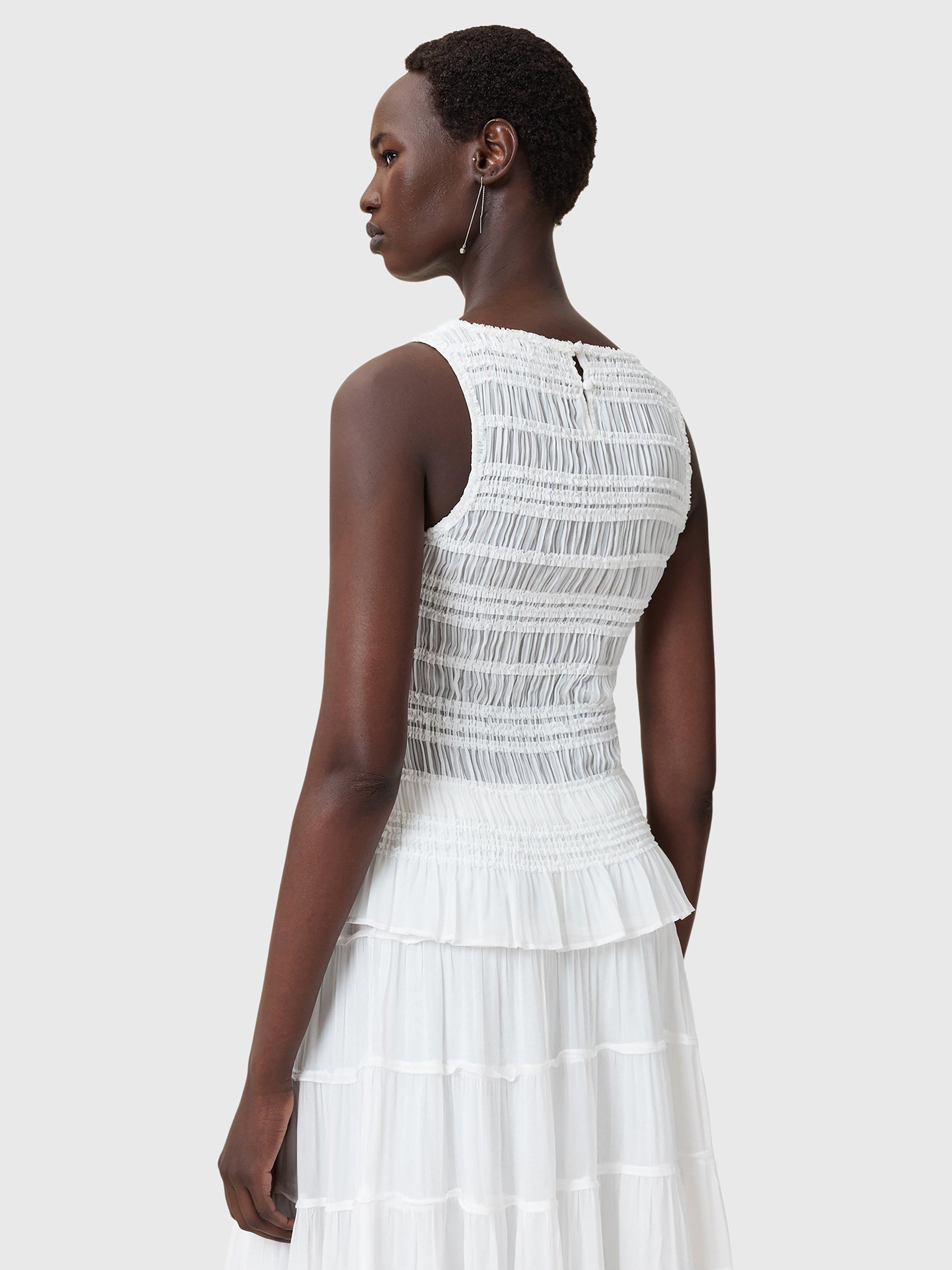 Product image 2 of 8, which shows AllSaints Marion Opaque Smock Top, Oyster White, 14