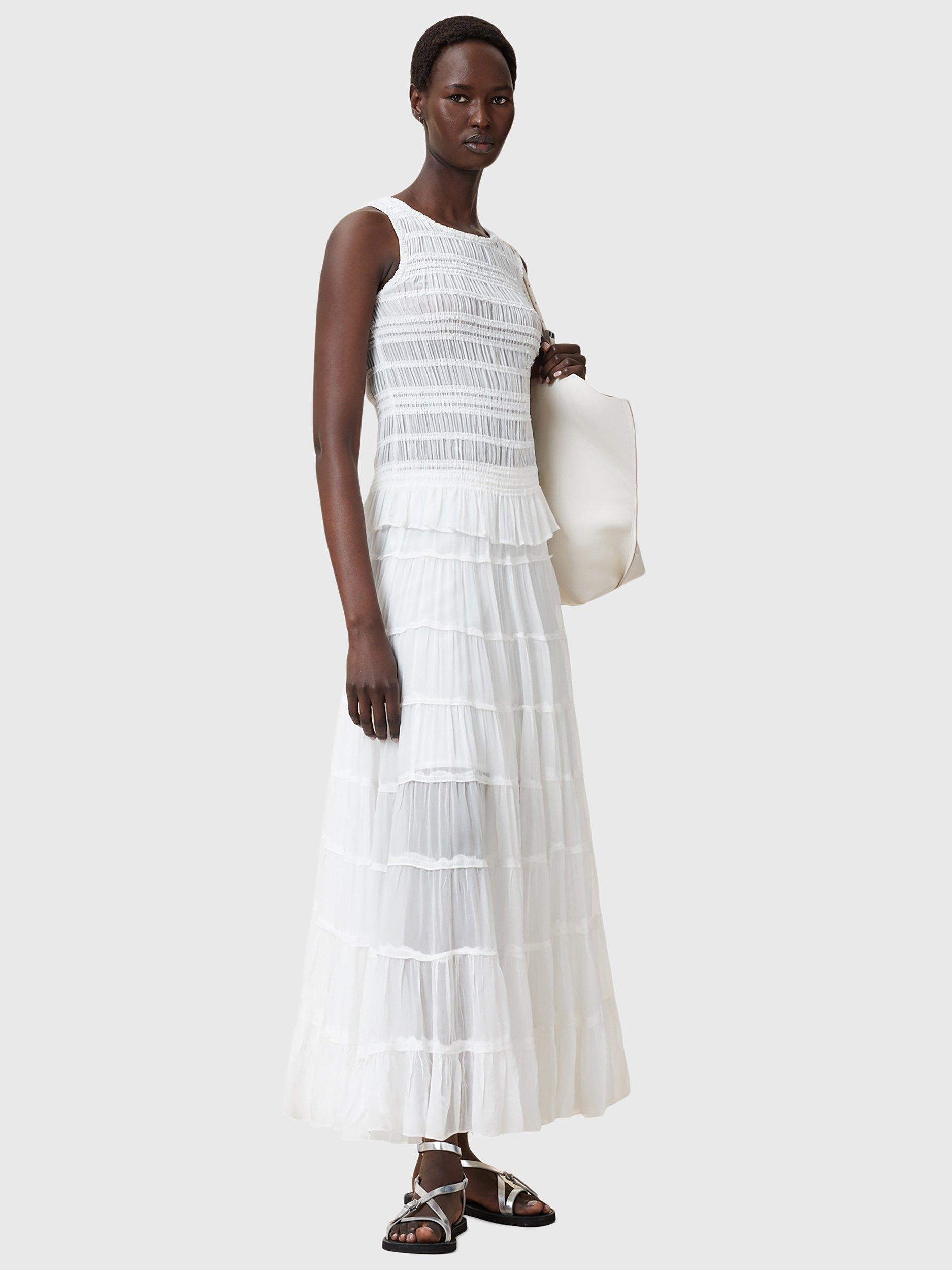 Product image 6 of 8, which shows AllSaints Marion Opaque Smock Top, Oyster White, 14