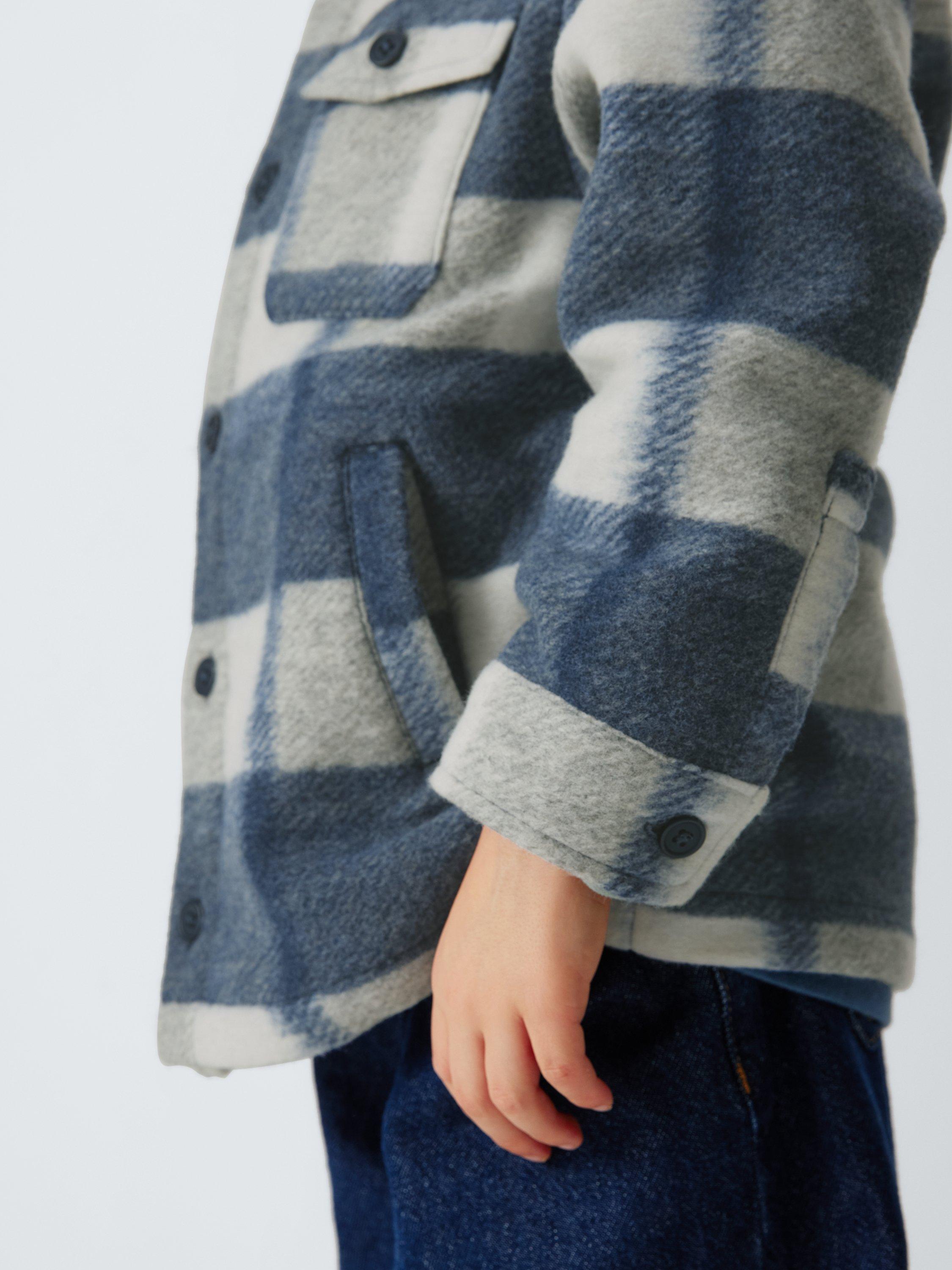 Product image 7 of 7, which shows John Lewis Kids' Plaid Check Shacket, Blue Check, 3 years