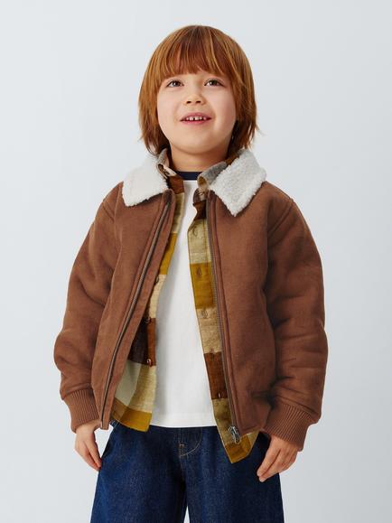 John Lewis Kids' Faux Shearling Jacket, Tan, Tan