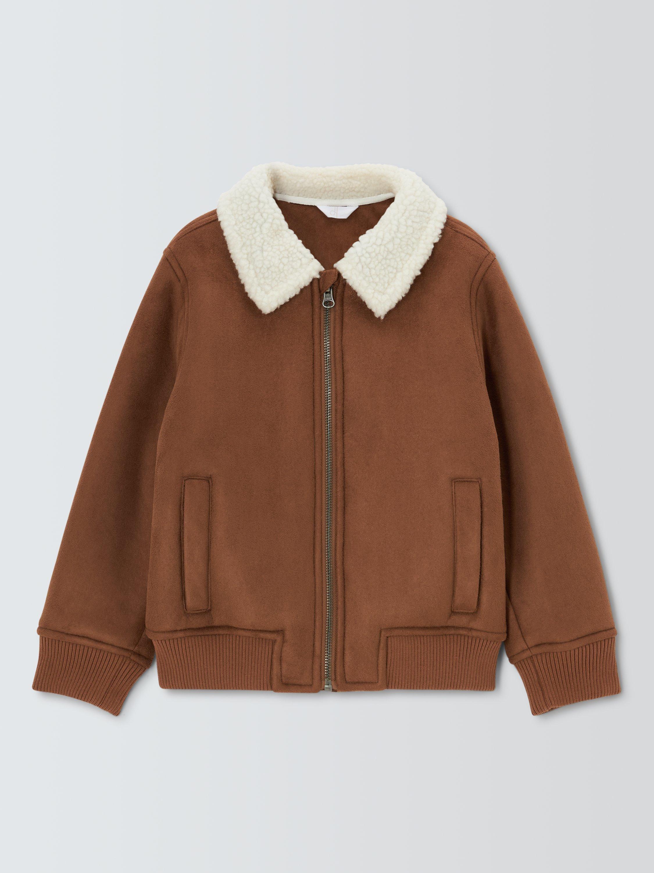 Product image 3 of 7, which shows John Lewis Kids' Faux Shearling Jacket, Tan, 3 years