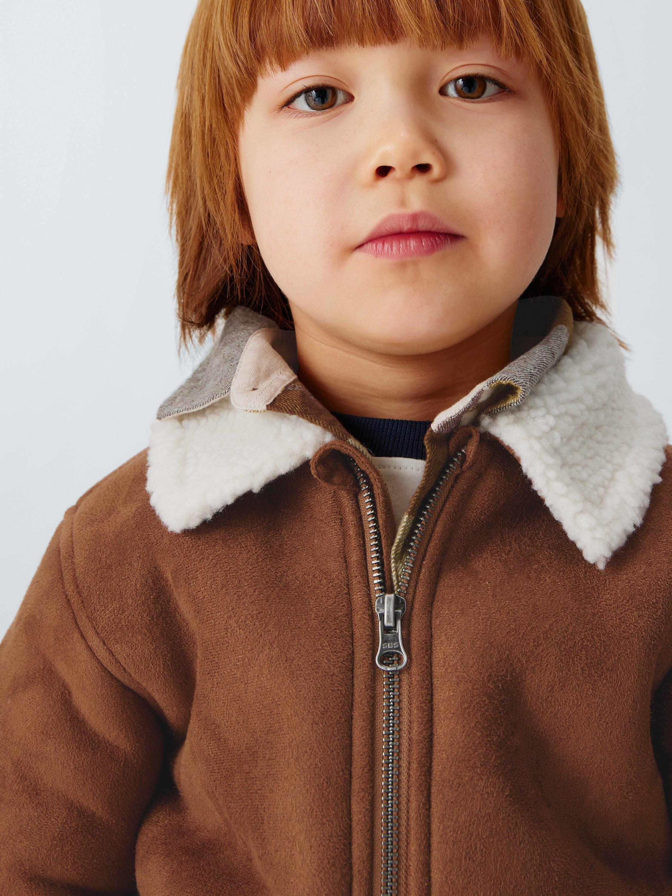 Product image 7 of 7, which shows John Lewis Kids' Faux Shearling Jacket, Tan, 3 years