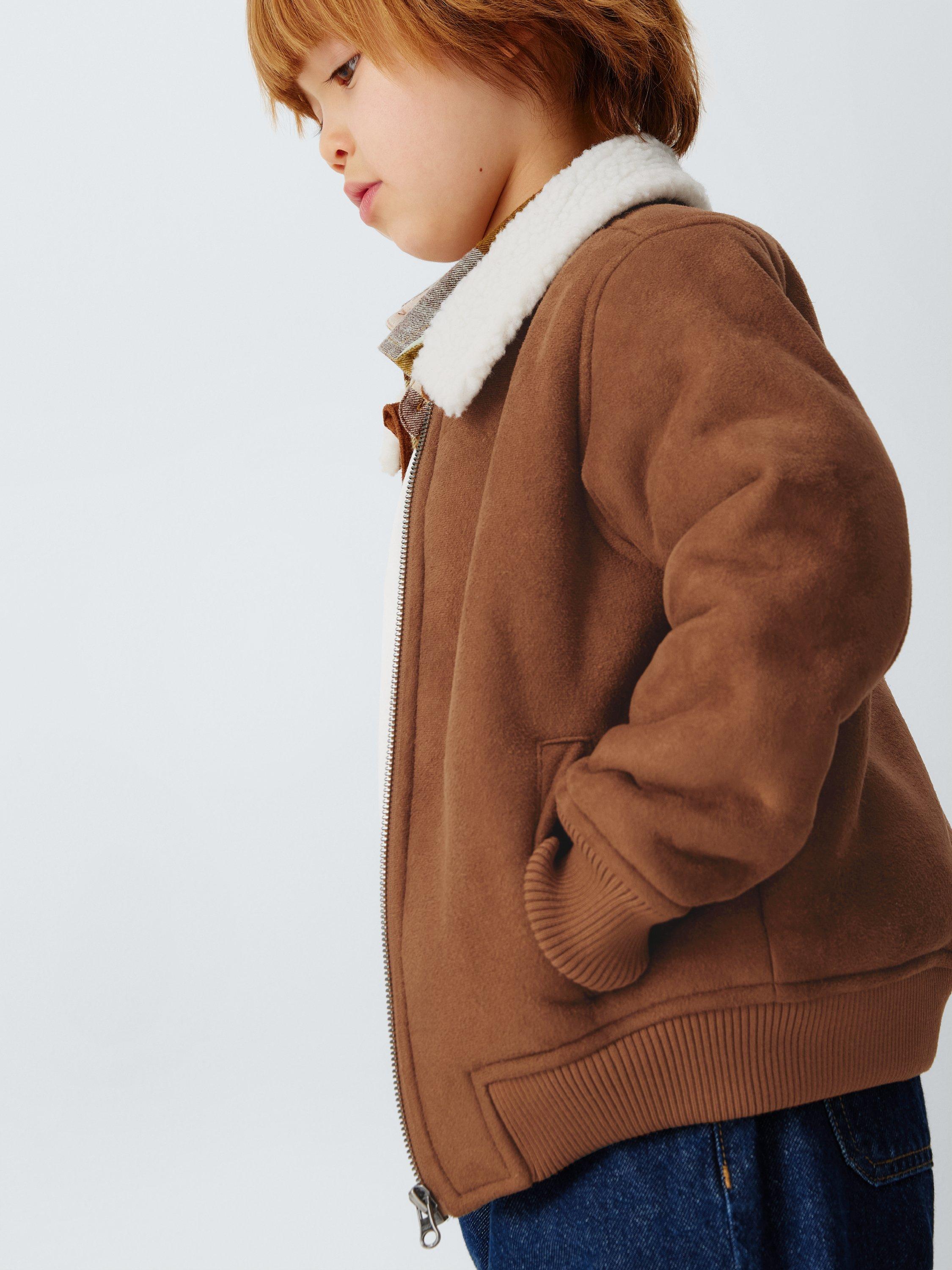 Product image 6 of 7, which shows John Lewis Kids' Faux Shearling Jacket, Tan, 3 years