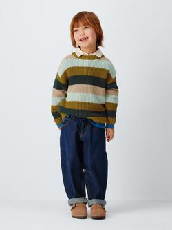 John Lewis Kids' Crew Neck Block Stripe Jumper, Greens - view 2, Greens