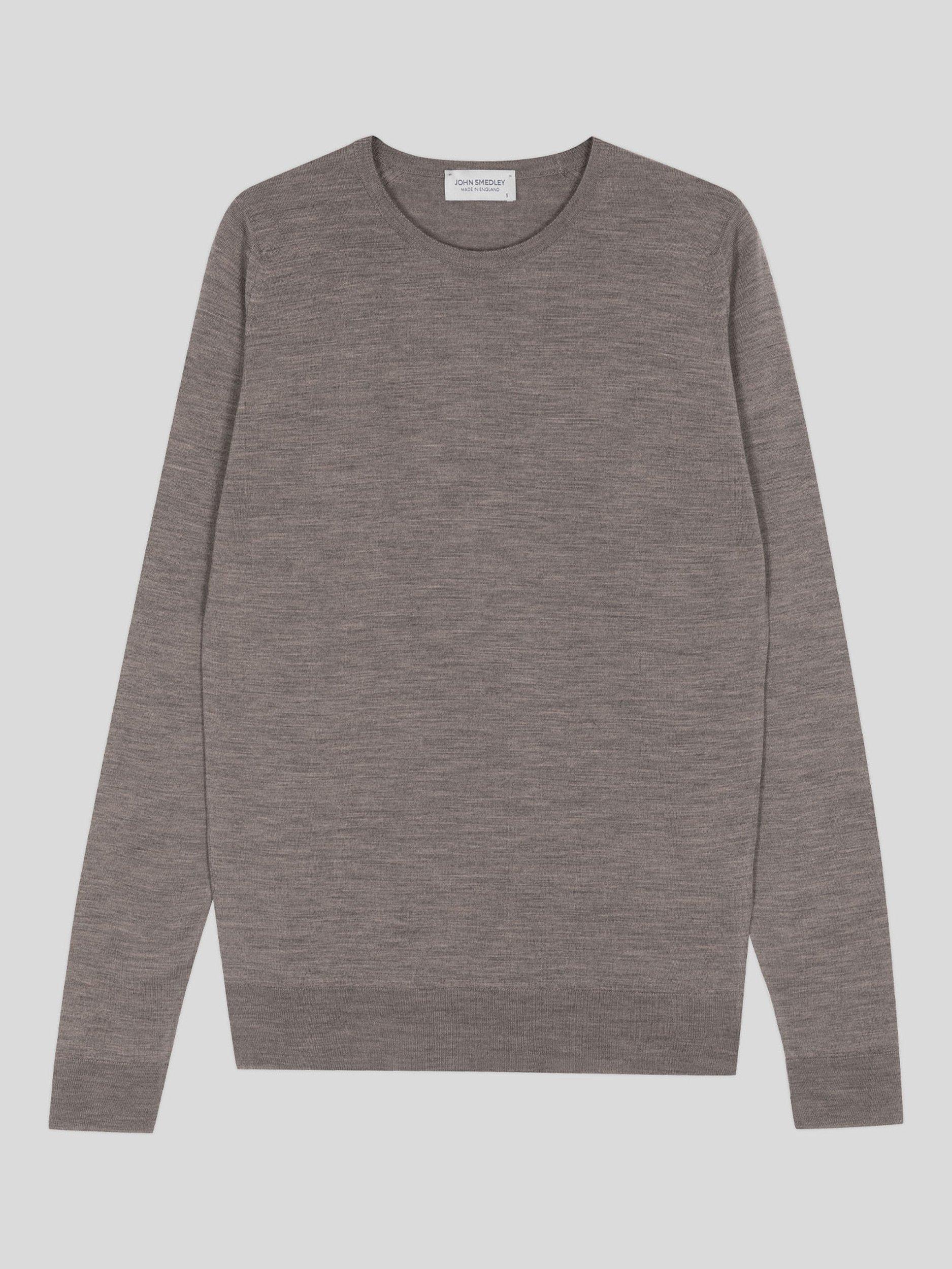 Product image 4 of 4, which shows John Smedley Lundy Crew Neck Pure Merino Wool Jumper, Mushroom, S