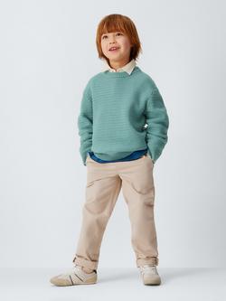 John Lewis Kids' Crew Neck Basket Stitch Jumper, Mint - view 2, Mint