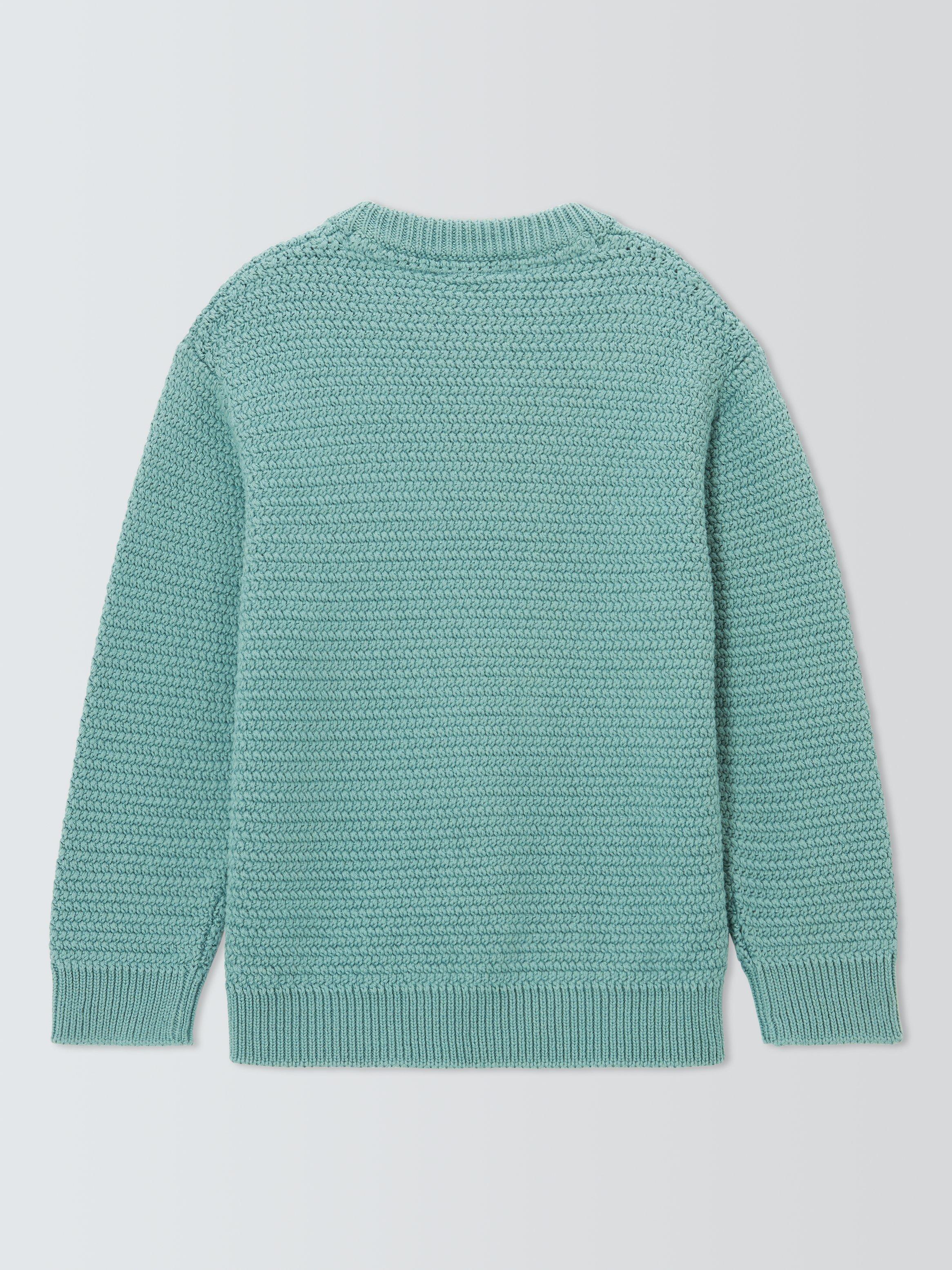 Product image 4 of 7, which shows John Lewis Kids' Crew Neck Basket Stitch Jumper, Mint, 3 years