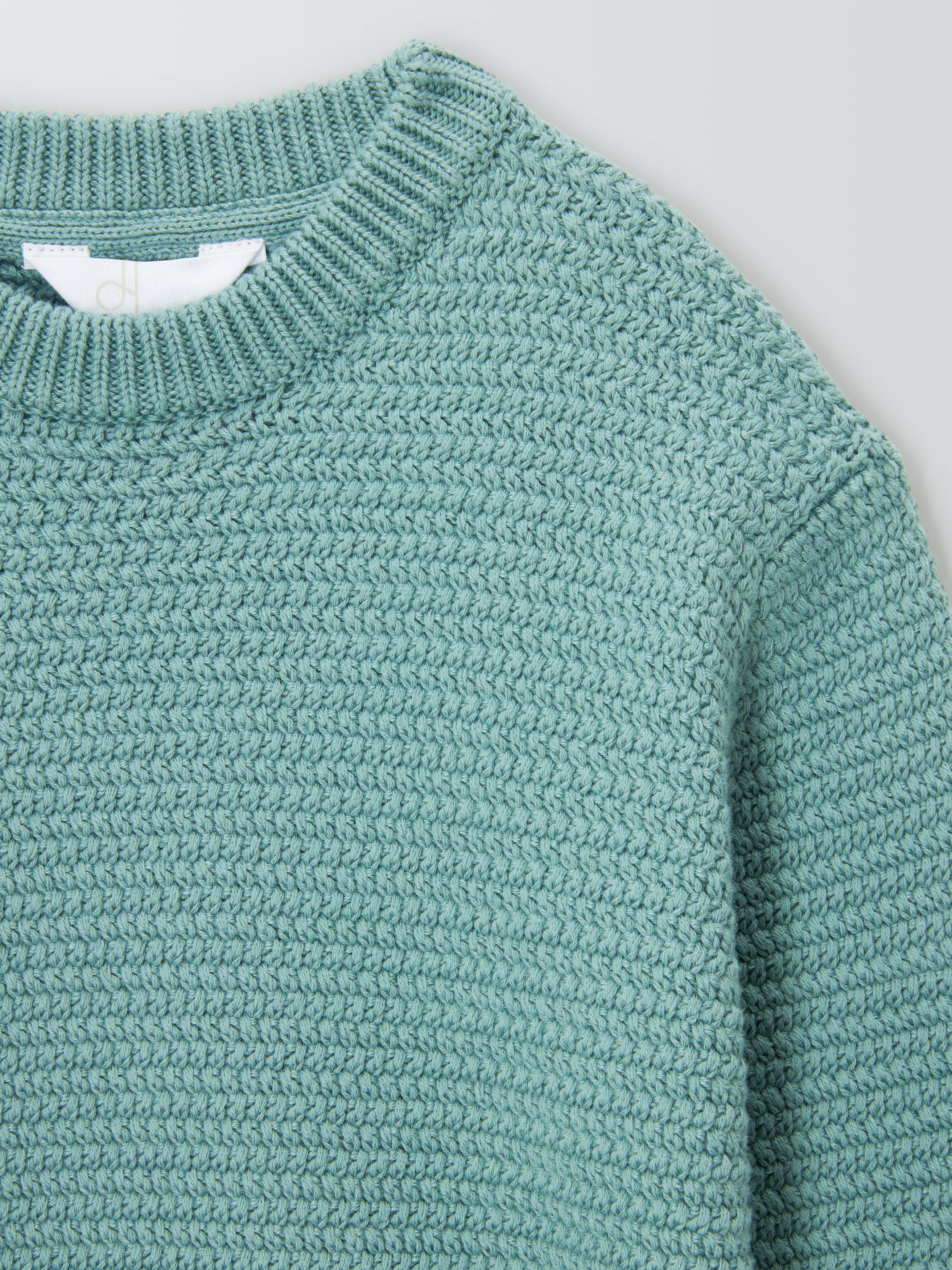 Product image 5 of 7, which shows John Lewis Kids' Crew Neck Basket Stitch Jumper, Mint, 3 years