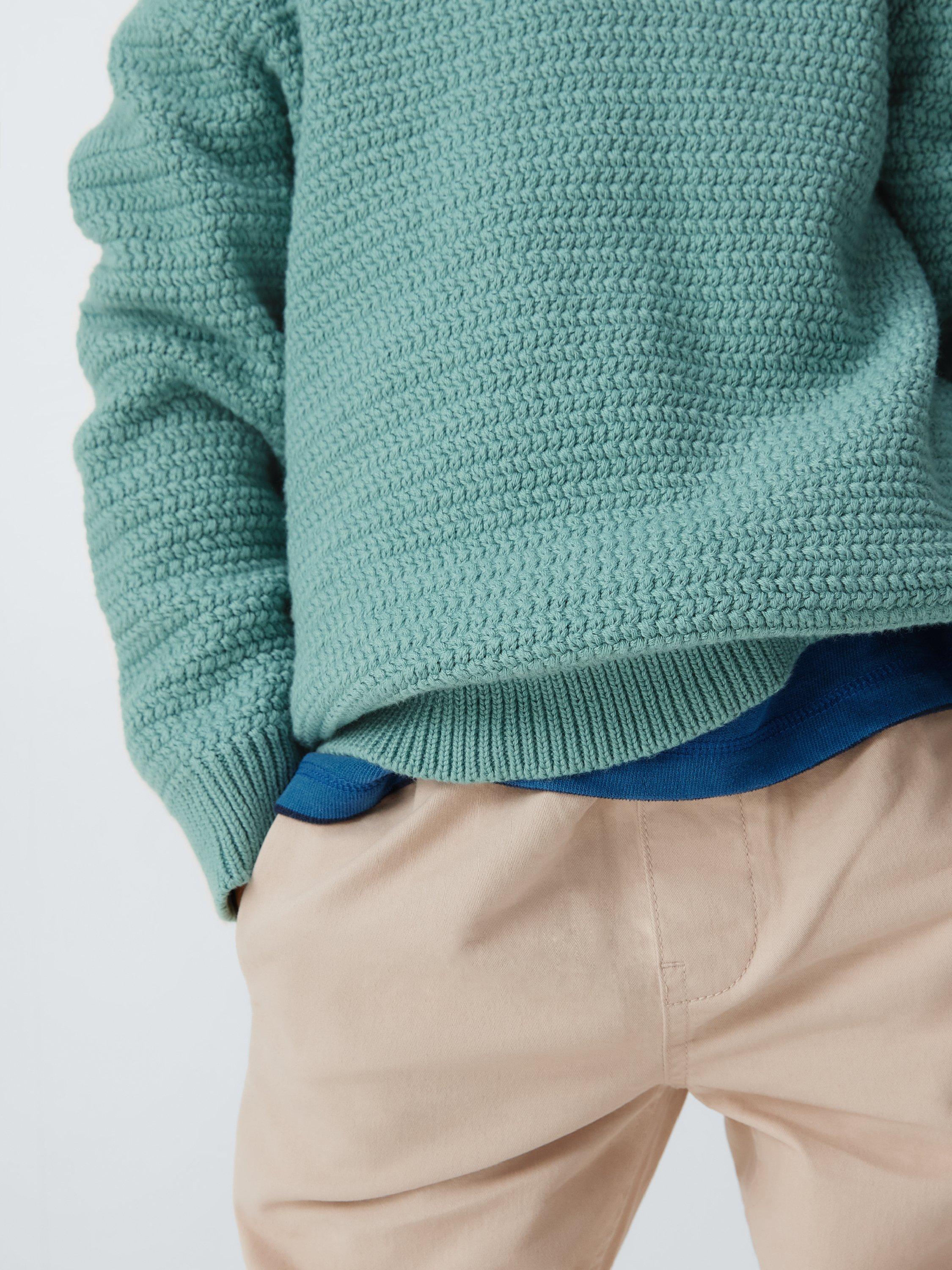 Product image 7 of 7, which shows John Lewis Kids' Crew Neck Basket Stitch Jumper, Mint, 3 years