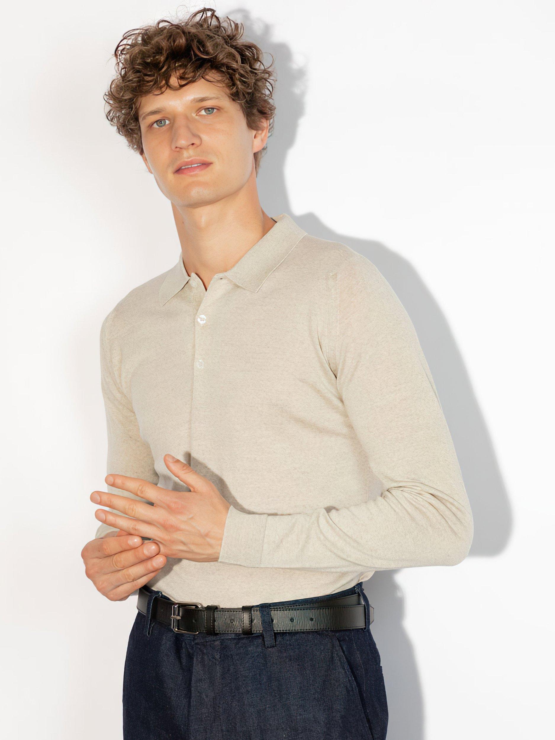 Product image 3 of 5, which shows John Smedley Belper Fine Knit Pure Merino Wool Shirt, Grey, S