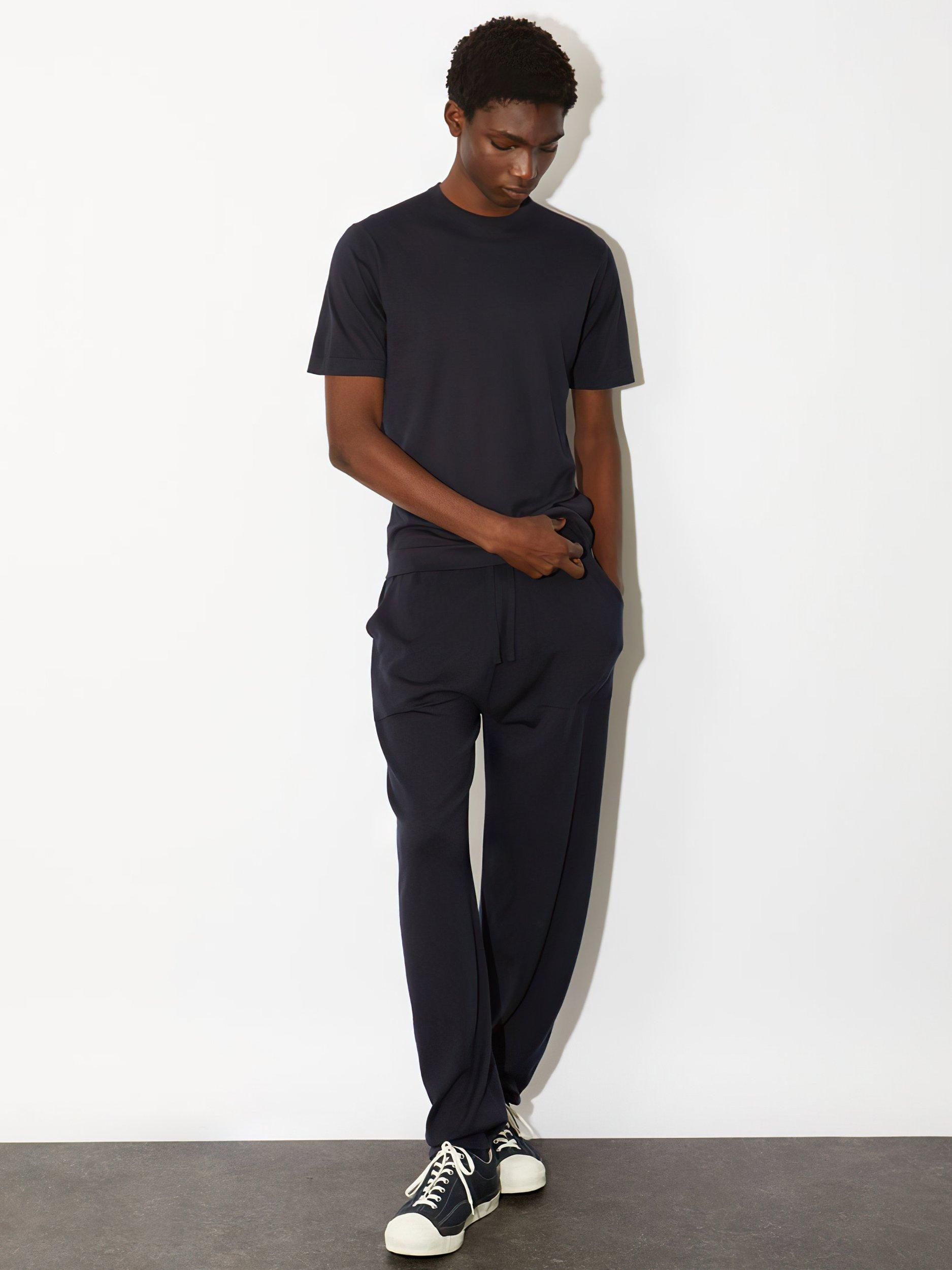 Product image 3 of 4, which shows John Smedley Lorca Crew Neck T-Shirt, Navy, L