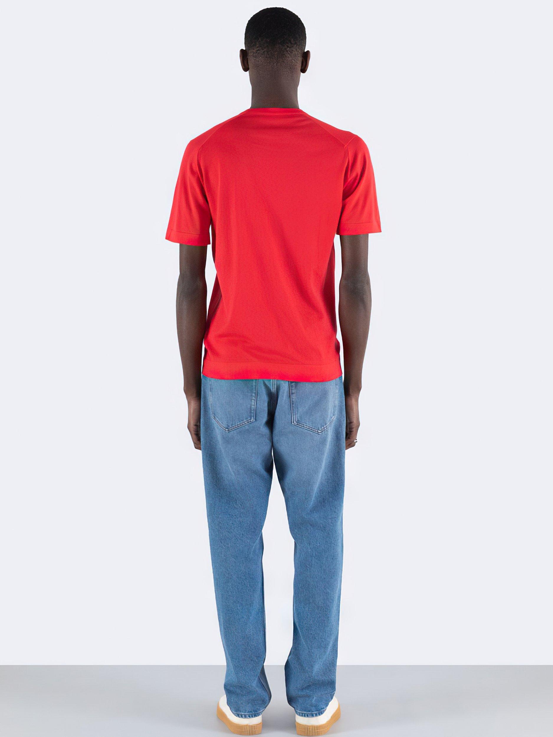 Product image 3 of 5, which shows John Smedley Lorca Crew Neck T-Shirt, Nexus Red, S