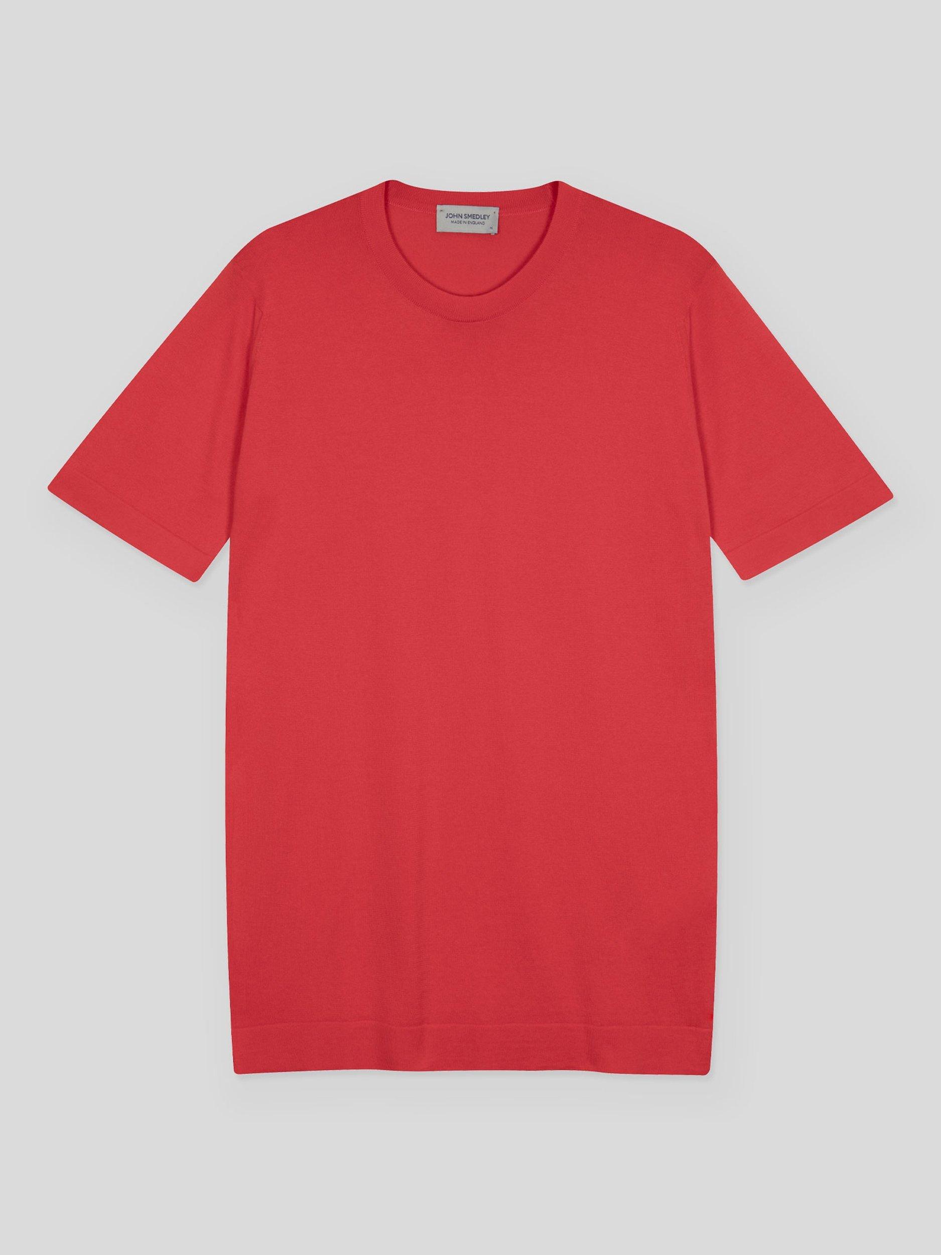 Product image 5 of 5, which shows John Smedley Lorca Crew Neck T-Shirt, Nexus Red, S
