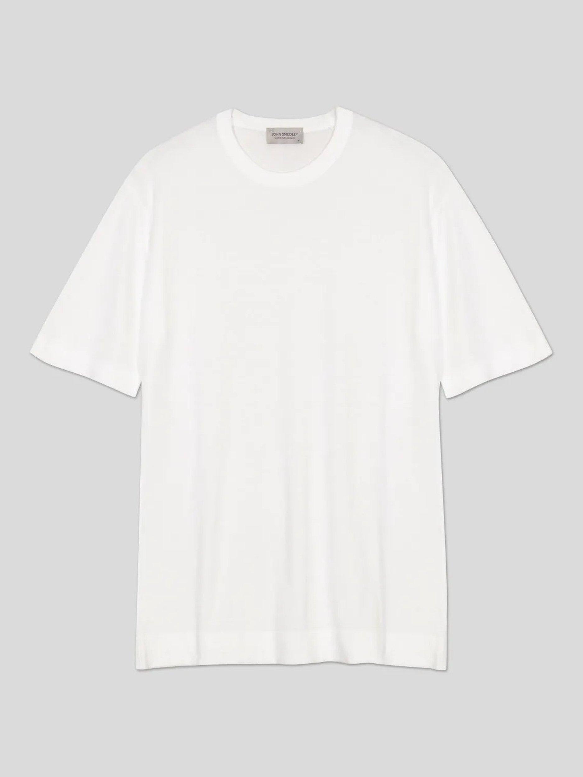 Product image 1 of 2, which shows John Smedley Lorca Crew Neck T-Shirt, White, S