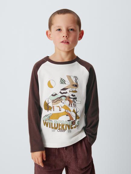 John Lewis Kids' Wilderness Raglan Sleeve Top, Graphic, Graphic
