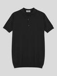 John Smedley Adrian Fine Knit Polo Shirt, Black