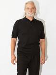 John Smedley Adrian Fine Knit Polo Shirt, Black