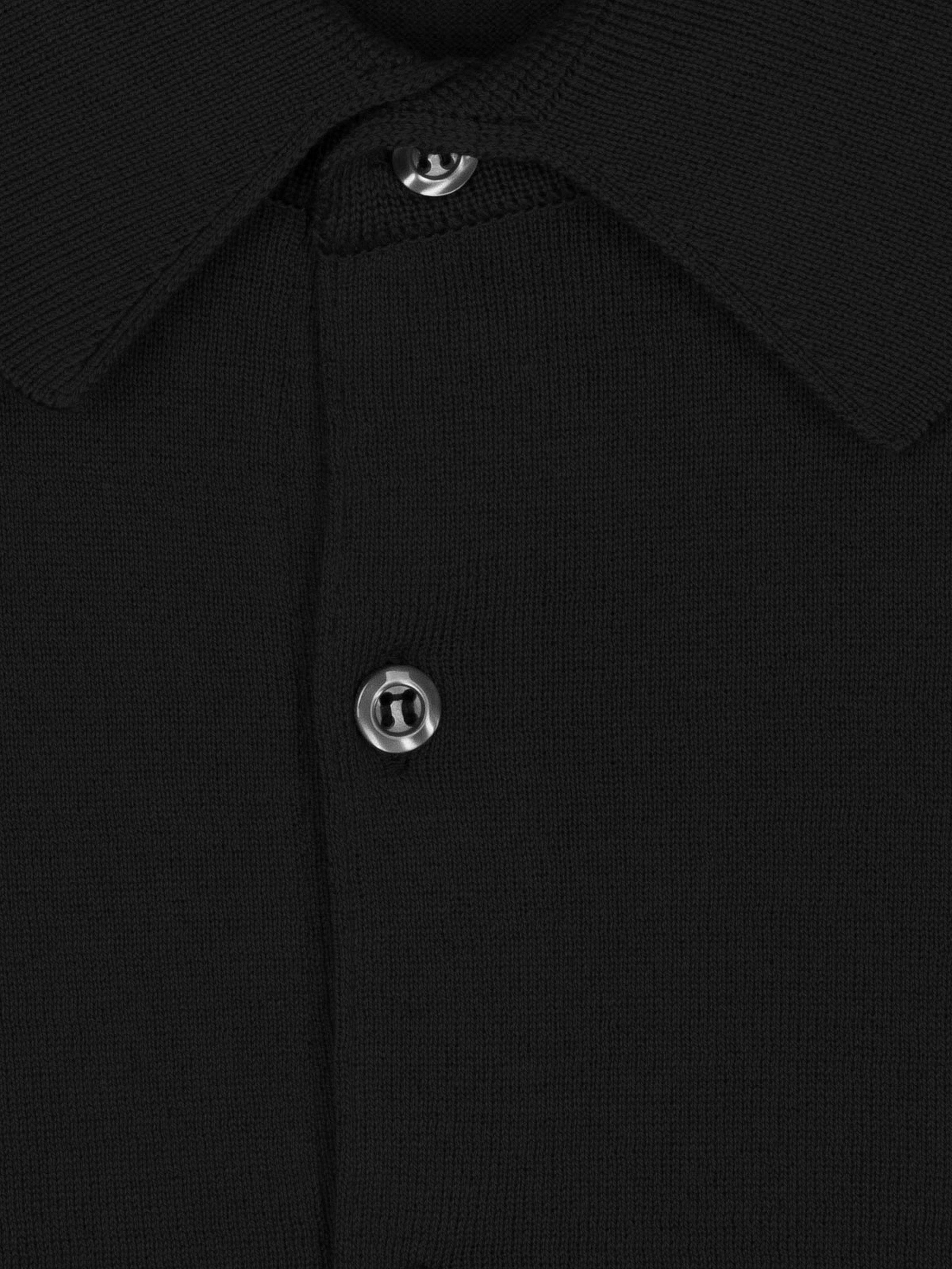 Product image 4 of 4, which shows John Smedley Adrian Fine Knit Polo Shirt, Black, S