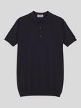 John Smedley Adrian Fine Knit Polo Shirt, Navy