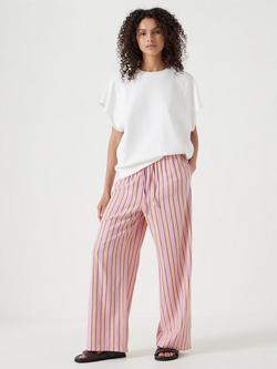 HUSH Stripe Straight Trouser, Pink/Multi, Pink/Multi