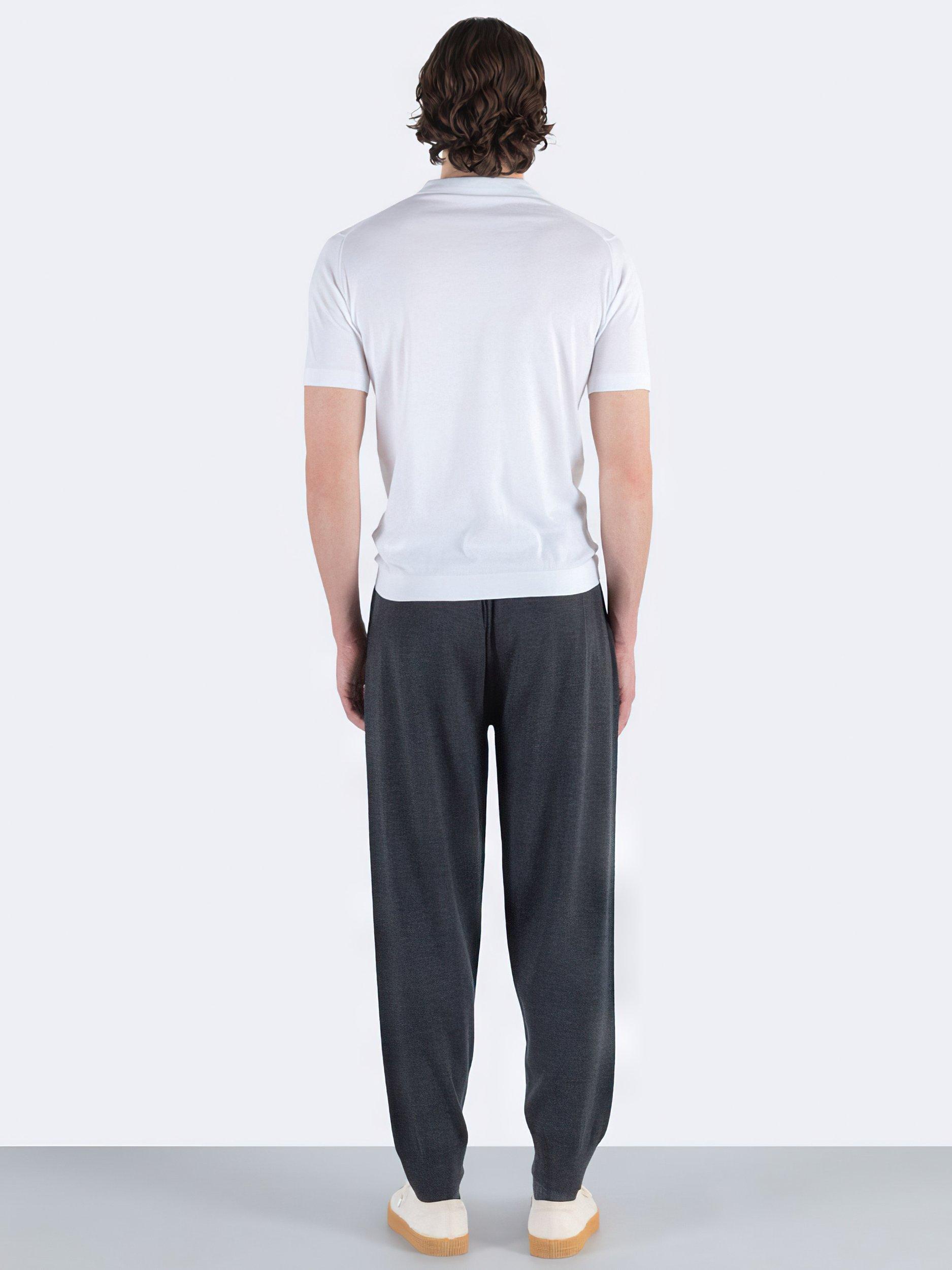 Product image 2 of 5, which shows John Smedley Adrian Fine Knit Polo Shirt, White, S