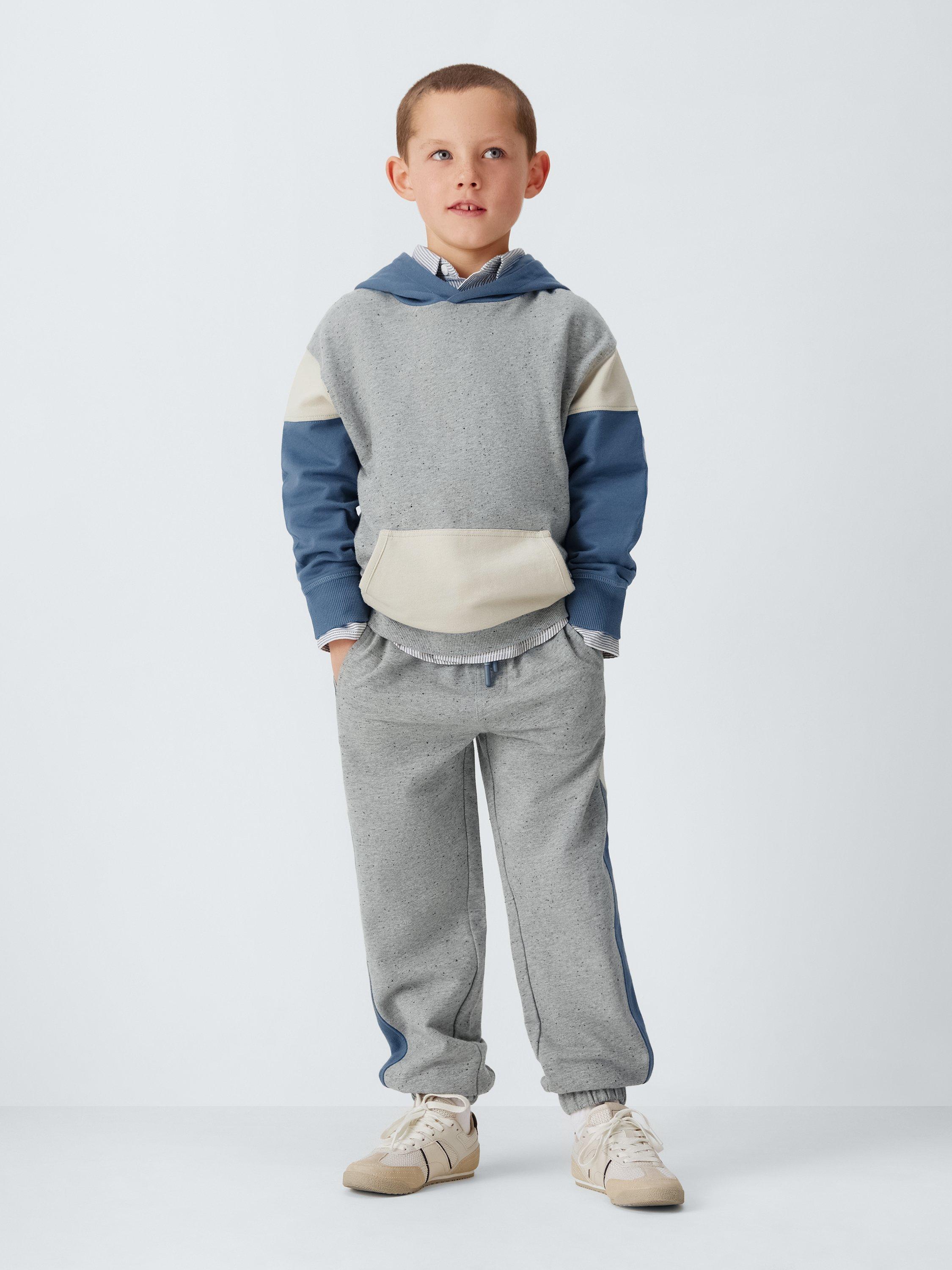 Product image 1 of 7, which shows John Lewis Kids' Colour Block Jersey Set, Grey/Navy/Beige, 3 years