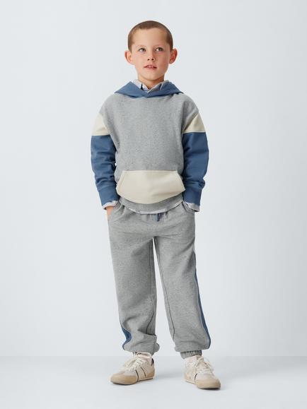 John Lewis Kids' Colour Block Jersey Set, Grey/Navy/Beige, Grey/Navy/Beige