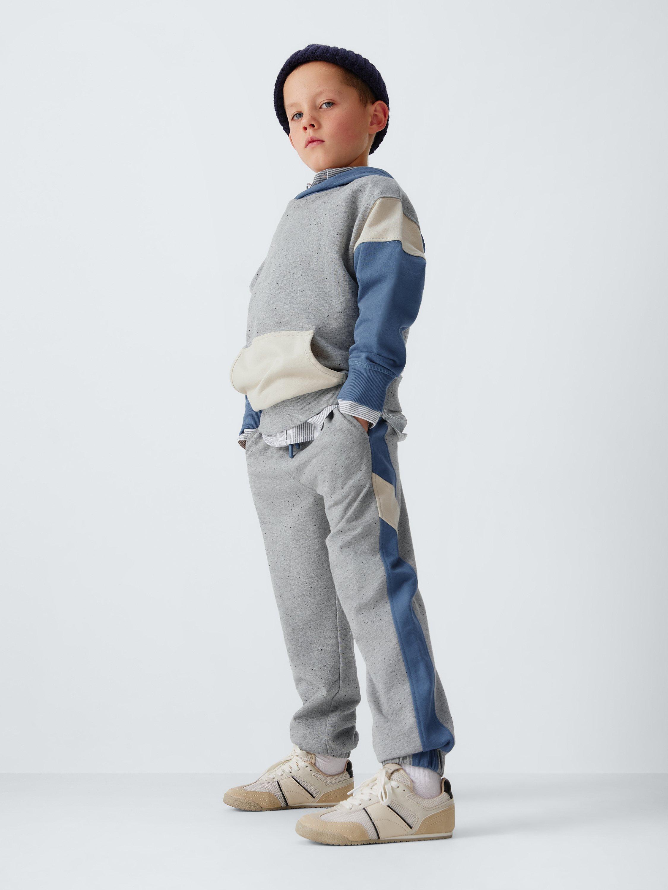 Product image 2 of 7, which shows John Lewis Kids' Colour Block Jersey Set, Grey/Navy/Beige, 3 years