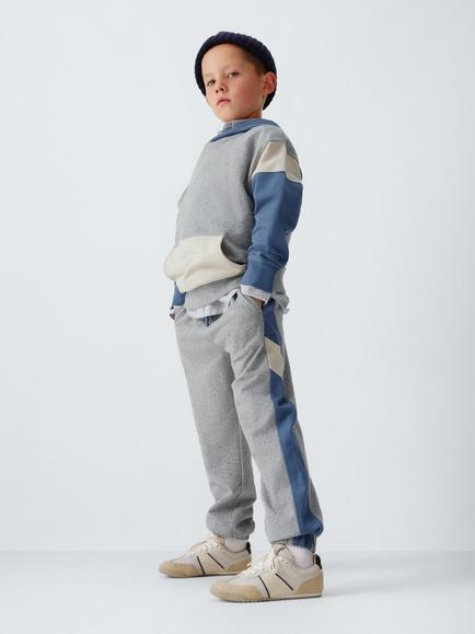 John Lewis Kids' Colour Block Jersey Set, Grey/Navy/Beige - view 2, Grey/Navy/Beige