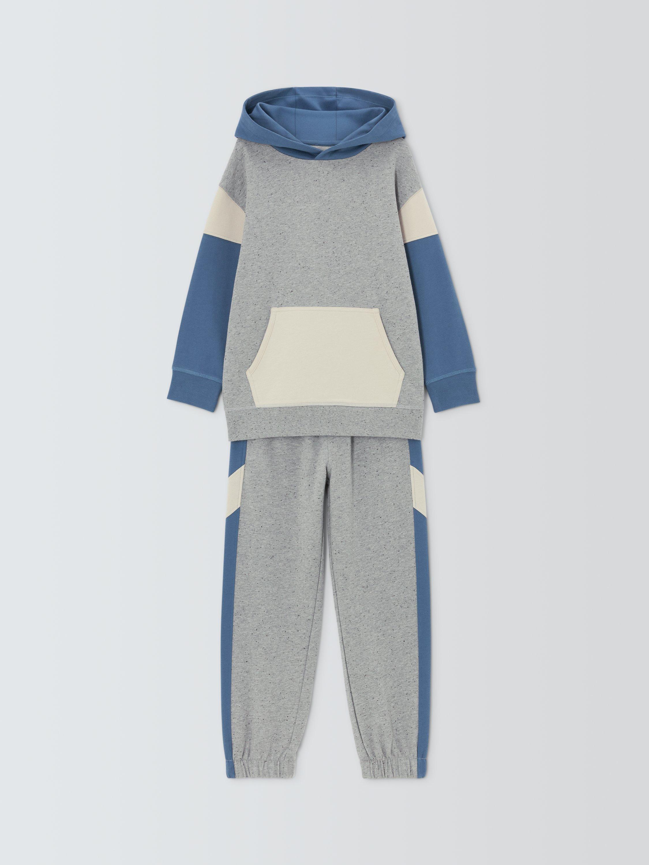 Product image 3 of 7, which shows John Lewis Kids' Colour Block Jersey Set, Grey/Navy/Beige, 3 years