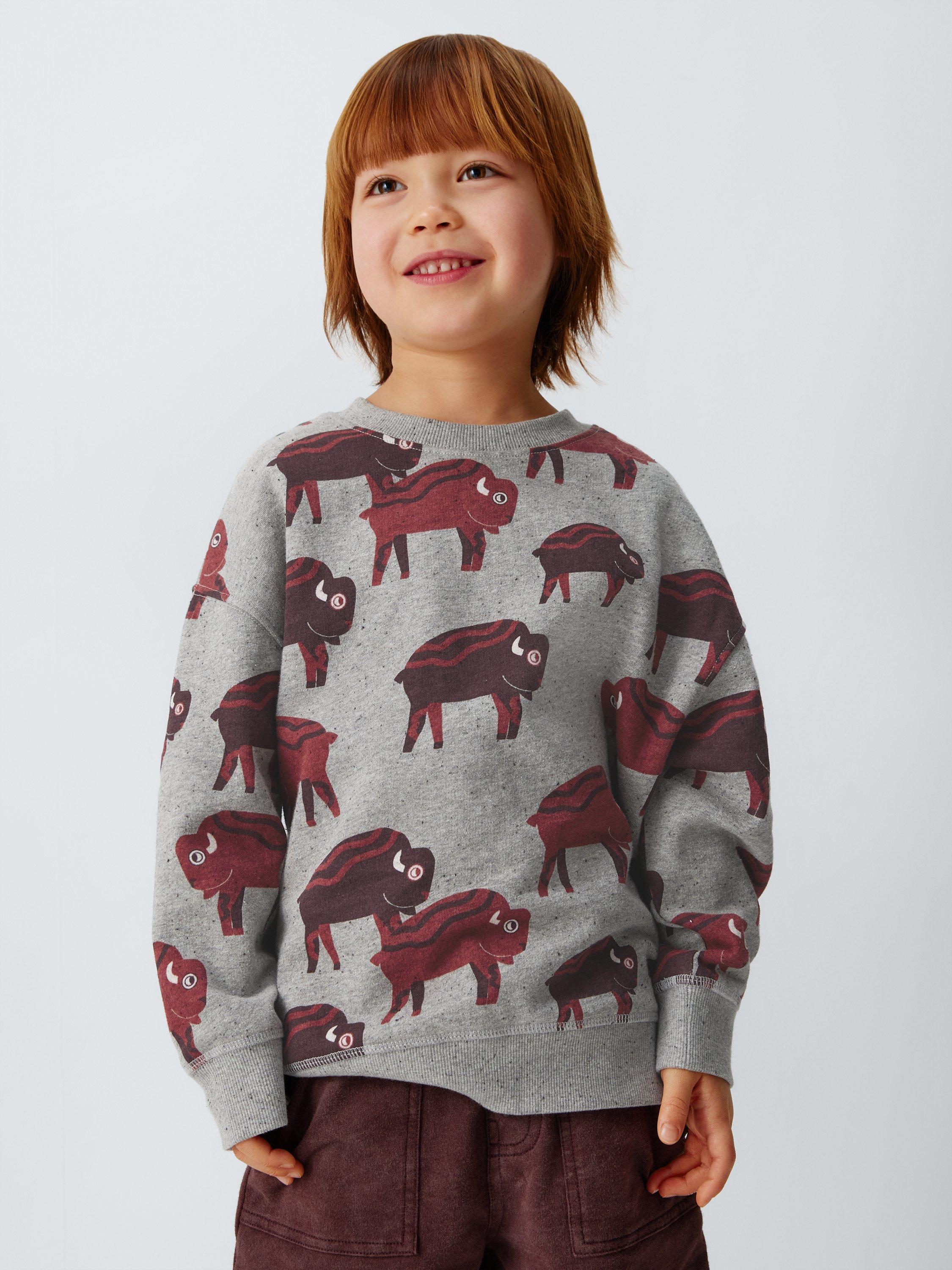 Product image 1 of 7, which shows John Lewis Kids' Buffalo Sweatshirt, Buffalo Print, 3 years