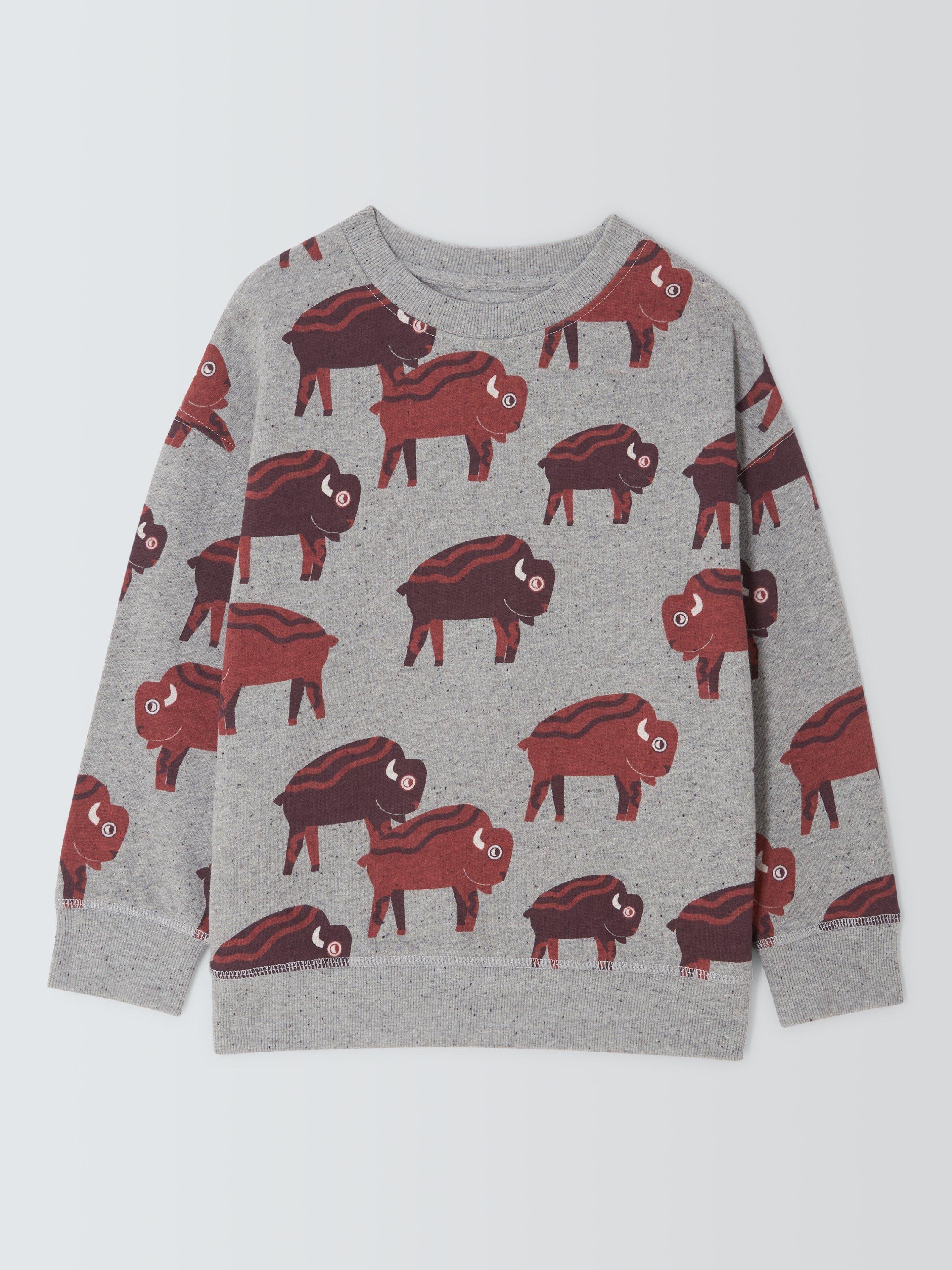Product image 3 of 7, which shows John Lewis Kids' Buffalo Sweatshirt, Buffalo Print, 3 years