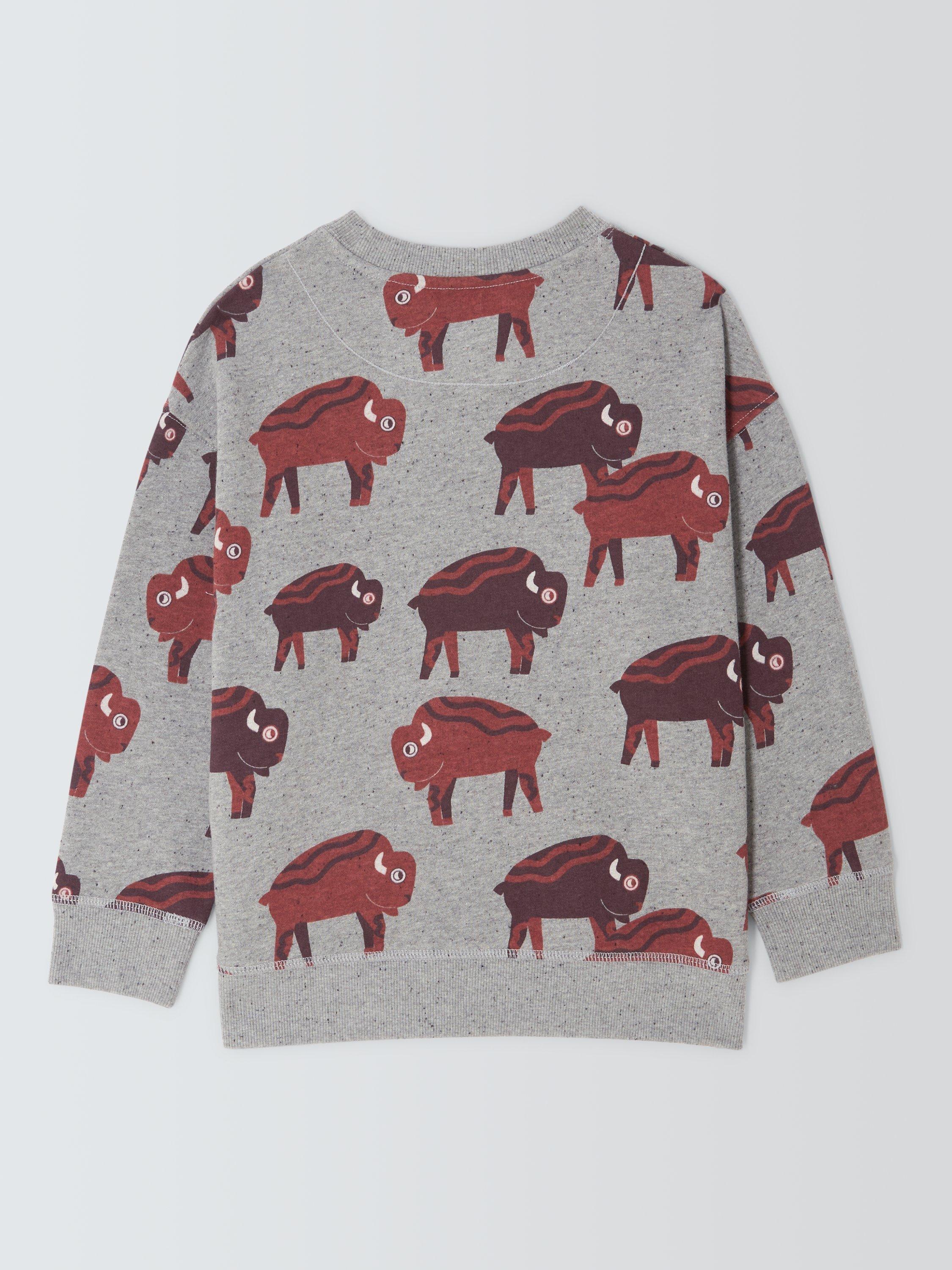 Product image 4 of 7, which shows John Lewis Kids' Buffalo Sweatshirt, Buffalo Print, 3 years