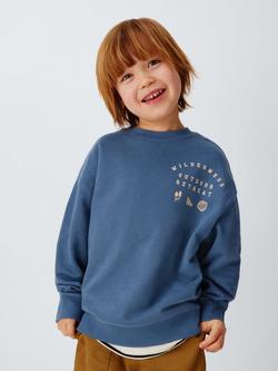 John Lewis Kids' Wilderness Graphic Sweatshirt, China Blue, China Blue
