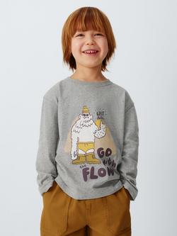 John Lewis Kids' Stripe/Yeti Long Sleeve Tops, Pack of 2, Grey/Yellow - view 2, Grey/Yellow