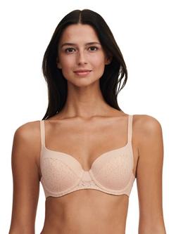 Chantelle Norah Soft Feel Floral Underwired T-Shirt Bra, Golden Beige