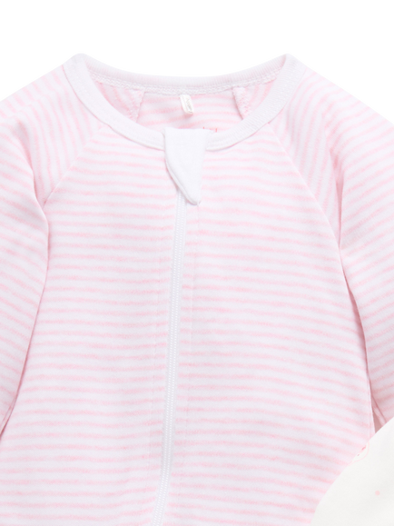 Purebaby Baby Cotton Essentials Zip Sleepsuit, Pack of 2, Pink Bear - view 2, Pink Bear