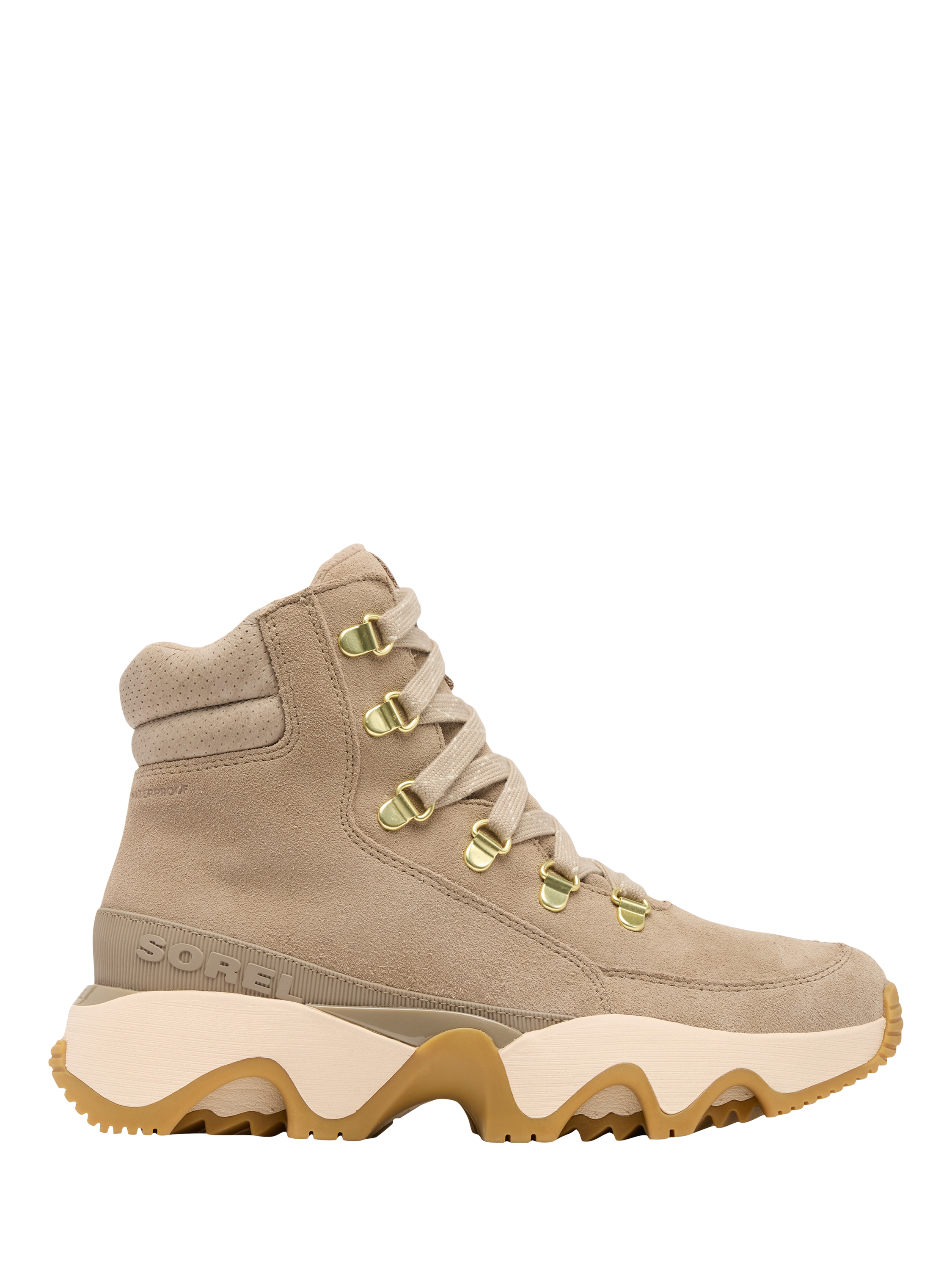 Product image 1 of 7, which shows SOREL Kinetic Conquest Suede Blend Hiking Boots, Taupe/Multi, 4