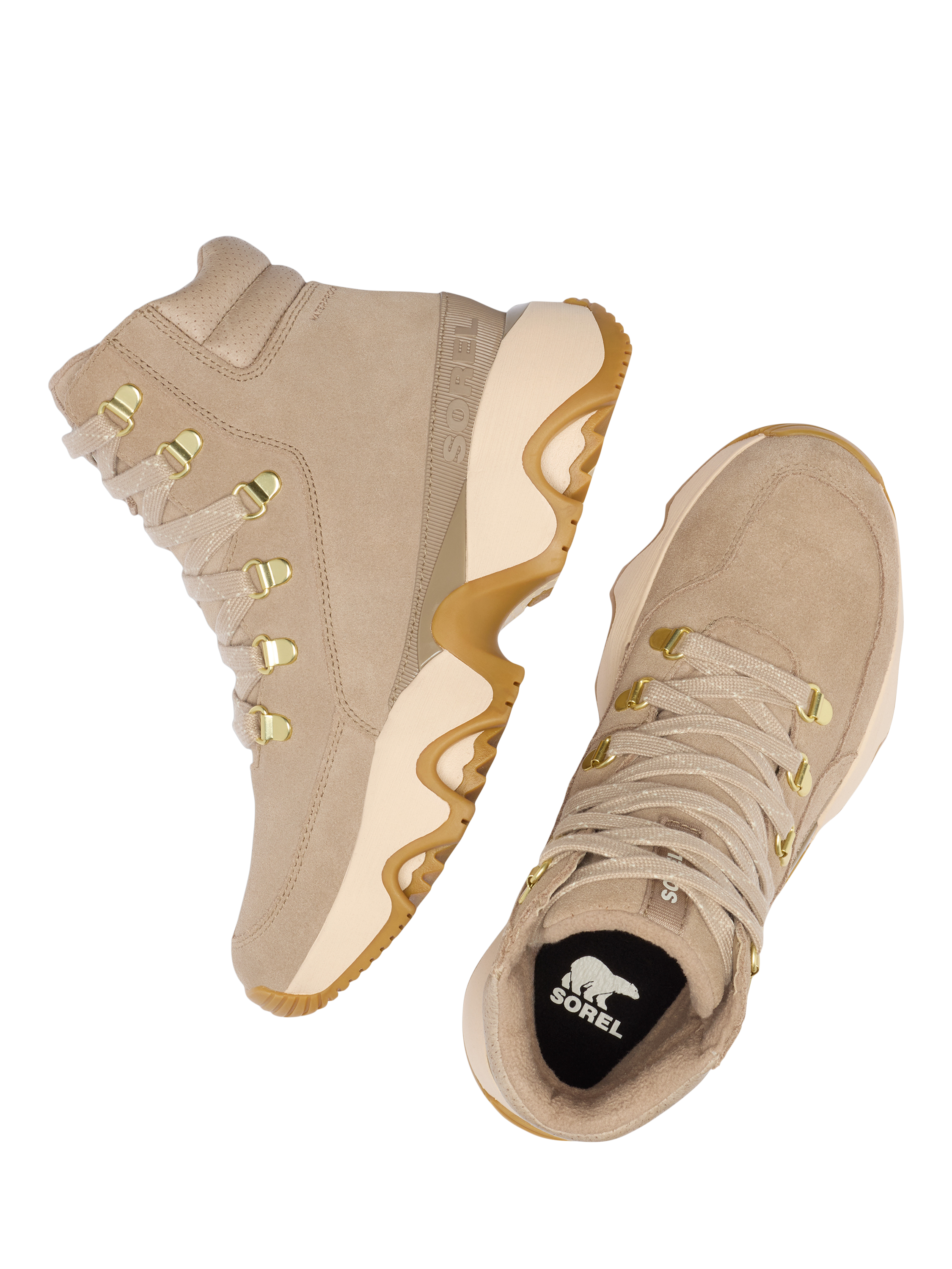 Product image 6 of 7, which shows SOREL Kinetic Conquest Suede Blend Hiking Boots, Taupe/Multi, 4